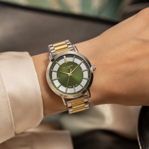 Lee Cooper Women'S Analog Watch Blue Dial With Green Metal Band MS Department Store Oman