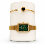 Ceshdun Luxury Green Dial Rectangular Watch & Gold Bracelet Set MS Department Store Oman
