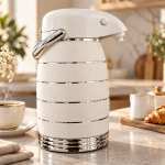 Regal 2.5 L Plastic Body Air Pot With Glass Liner(White+Wooden)