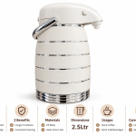 Regal 2.5 L Plastic Body Air Pot With Glass Liner(White+Wooden)