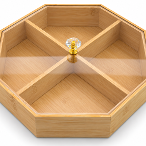 Elite Houseware Hexagonal Dessert Hostessset 4 Pieces Wood MS Department Store Oman