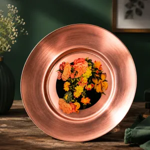 Copper Floral Decorative Plate MS Department Store Oman