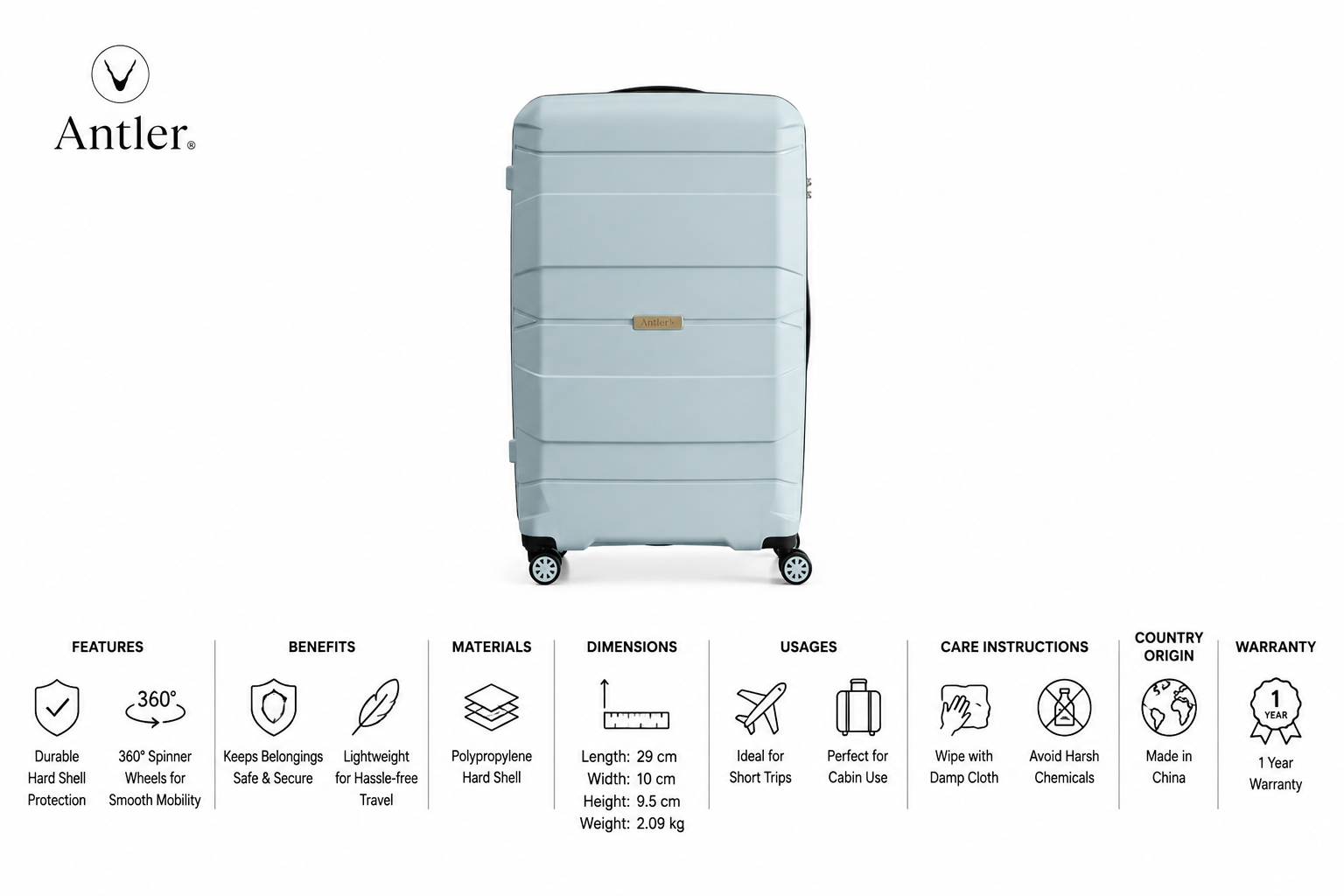 Antler Challenger Pp Trolley 20 Blue MS Department Store Oman