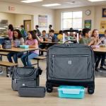 WIRES & WHEELS TROLLEY WITH LUNCH BAG + PENCIL CASE + LUNCH BOX CHARCOL GREY