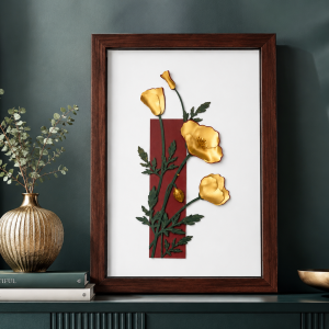 Framed Golden Poppy Floral Wall Art MS Department Store Oman
