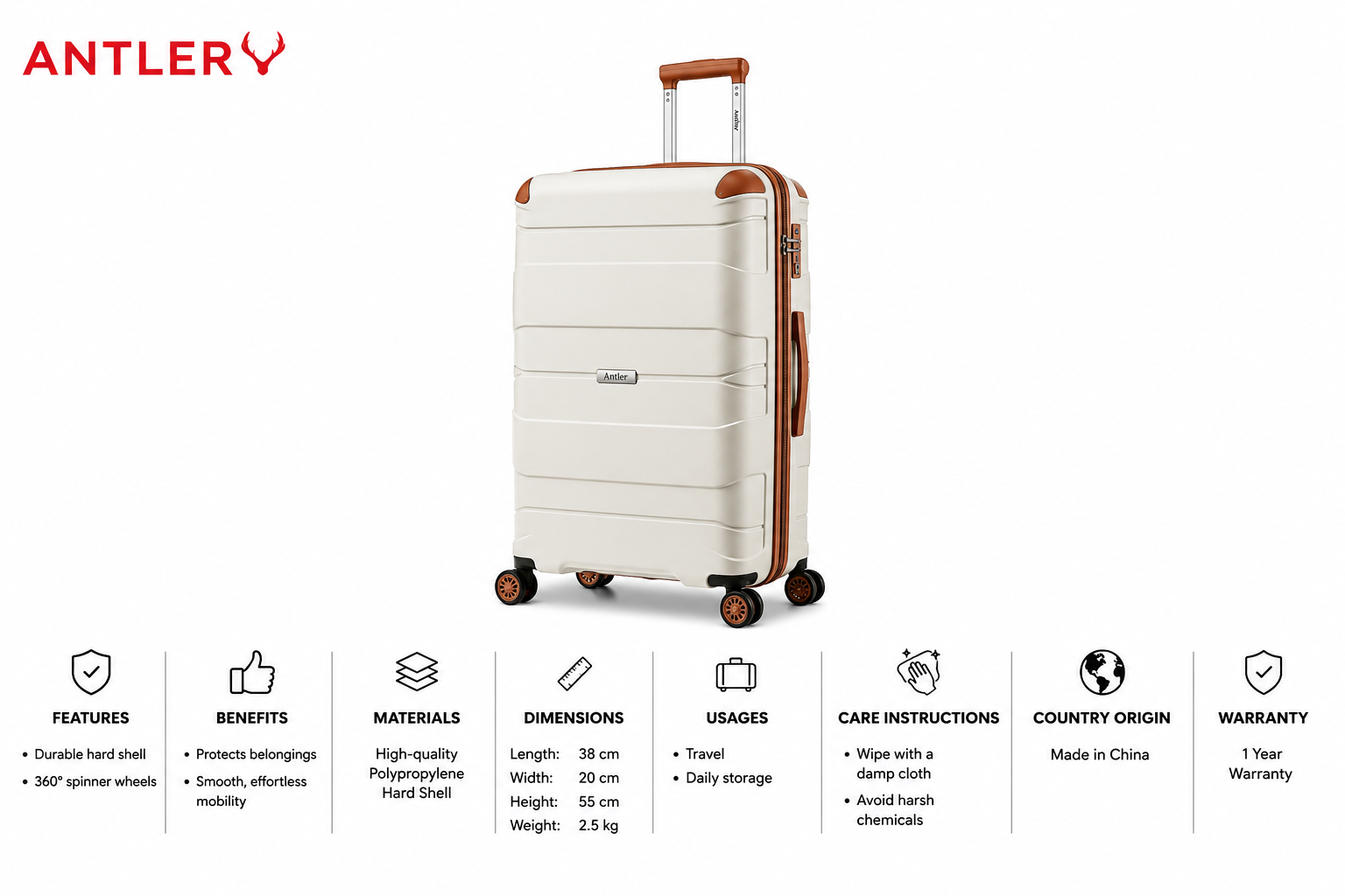 Antler Challenger Pp Trolley S 28" Stone MS Department Store Oman
