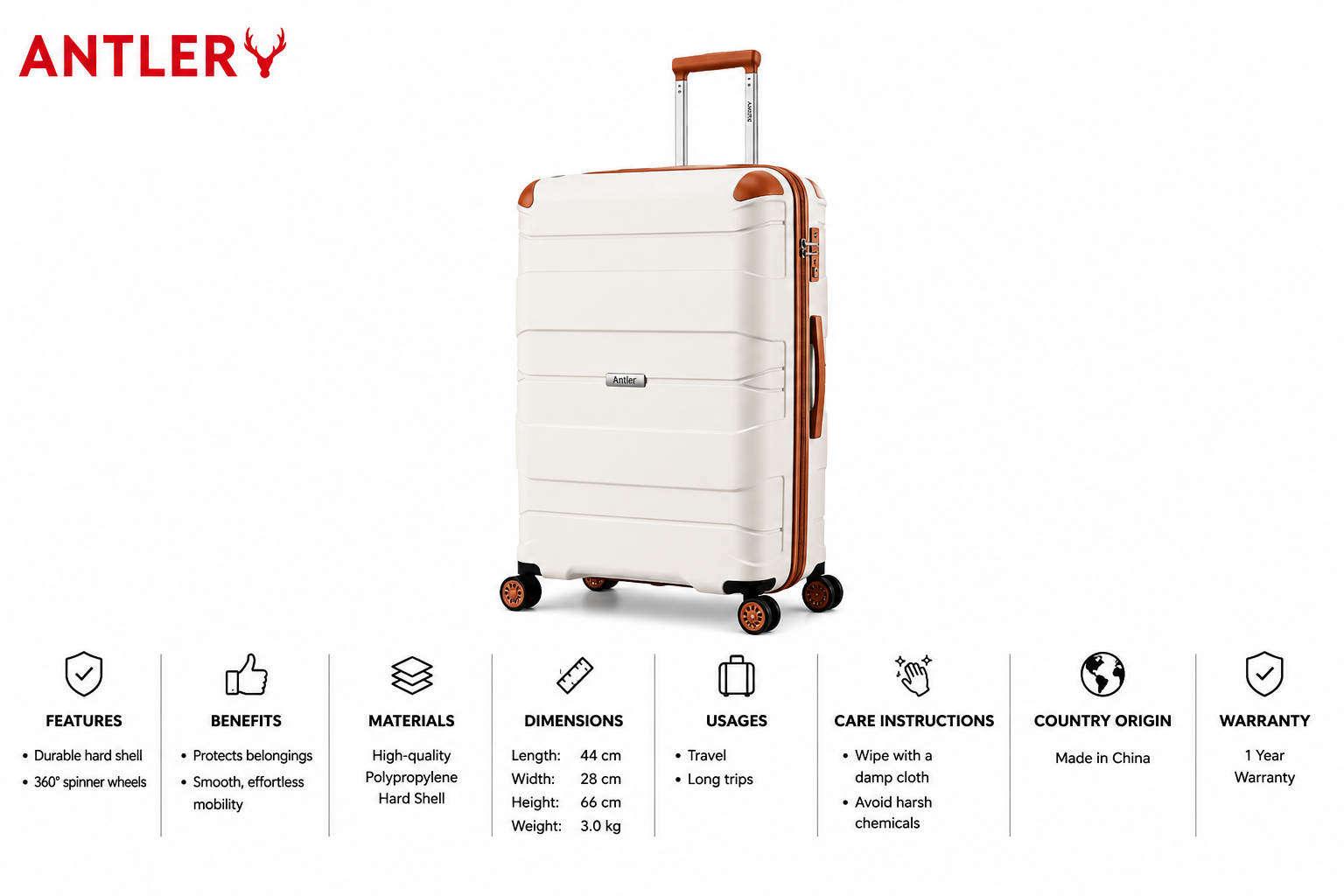 Antler Challenger Pp Trolley S 24" Stone MS Department Store Oman