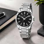 Ferro Women's Stainless Steel Analog Watch with Black Dial & Date Display MS Department Store Oman