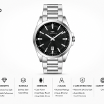 Ferro Women's Stainless Steel Analog Watch with Black Dial & Date Display MS Department Store Oman
