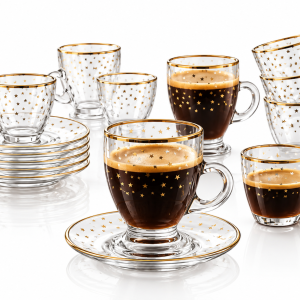 Crystal House 1*8(18Pcs Tea Set Gold) MS Department Store Oman