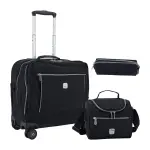 WIRES & WHEELS TROLLEY WITH LUNCH BAG + PENCIL CASE + LUNCH BOX BLACK
