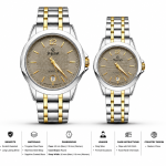 Sveston Two-Tone Couple Watch Set – Black Dial with Silver & Gold Stainless Steel Strap – Assorted MS Department Store Oman