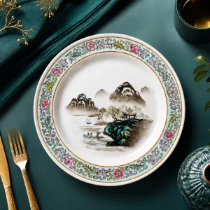 Decorative Landscape Painted Ceramic Display Plate MS Department Store Oman