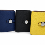 Textured Leather Pocket Organizer with Metal Button Snap