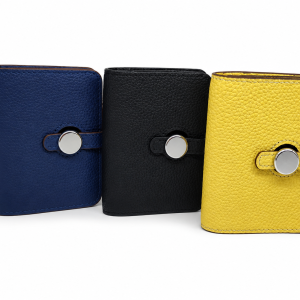 Textured Leather Pocket Organizer with Metal Button Snap
