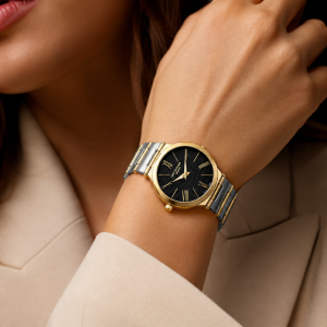Lee Cooper Women'S Watches Analog Black Dial With Two-Toned Stainless Steel Band MS Department Store Oman
