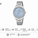 Daniel Klein Women'S Silver Stainless Steel Analog Watch With Crystal Bezel & Light Blue Dial MS Department Store Oman
