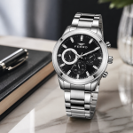 Ferro Women's Stainless Steel Multi-Function Analog Watch – Black Dial, Silver Bracelet MS Department Store Oman