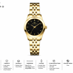 Ferro Women's Classic Gold Stainless Steel Analog Watch with Black Dial MS Department Store Oman