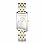 Ferro Women's Two-Tone Rectangular Analog Quartz Watch – Silver & Gold Stainless Steel Bracelet MS Department Store Oman