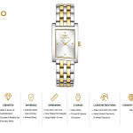 Ferro Women's Two-Tone Rectangular Analog Quartz Watch – Silver & Gold Stainless Steel Bracelet MS Department Store Oman