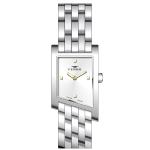 Ferro Women's Silver Stainless Steel Rectangular Analog Watch with White Dial MS Department Store Oman