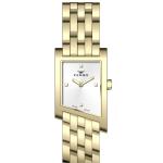 Ferro Women's Gold-Tone Rectangular Analog Watch with White Dial & Stainless Steel Bracelet MS Department Store Oman