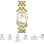 Ferro Women's Gold-Tone Rectangular Analog Watch with White Dial & Stainless Steel Bracelet MS Department Store Oman
