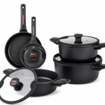 9 Pcs Magnum Series Crystal Ceramic Cookware - Blackblack MS Department Store Oman