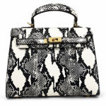 Premium Snake Print Top Handle Satchel Handbag