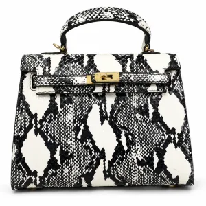 Premium Snake Print Top Handle Satchel Handbag