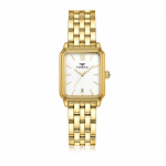 Ferro Women's Gold-Tone Rectangular Analog Watch with White Dial & Date Display MS Department Store Oman