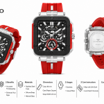 Ferro Men's Skeleton Square Dial Analog Watch with Red Silicone Strap – Black/Silver MS Department Store Oman