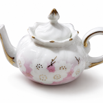 Floral-Patterned Porcelain Teapot With Gold-Trim Accents MS Department Store Oman