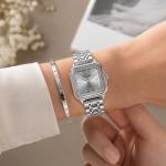 Ceshdun Women’S Silver Square Quartz Watch Set With Crystal Bezel & Roman Numeral Bracelet MS Department Store Oman