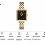 Daniel Klein Women'S Gold-Tone Square Analog Wrist Watch With Black Dial MS Department Store Oman