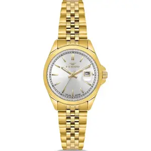 Ferro Classic Gold Stainless Steel Women's Analog Watch with Date Display – Silver Dial MS Department Store Oman