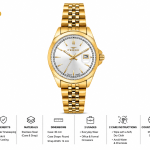 Ferro Classic Gold Stainless Steel Women's Analog Watch with Date Display – Silver Dial MS Department Store Oman