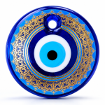 Decorative Gold-Detailed Blue Glass Evil Eye Wall Hanging MS Department Store Oman