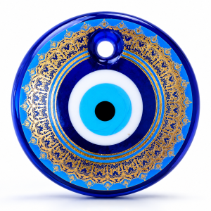 Decorative Gold-Detailed Blue Glass Evil Eye Wall Hanging MS Department Store Oman