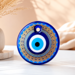 Decorative Gold-Detailed Blue Glass Evil Eye Wall Hanging MS Department Store Oman