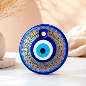 Decorative Gold-Detailed Blue Glass Evil Eye Wall Hanging MS Department Store Oman