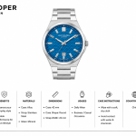 Men'S Watch | Silver Stainless Steel Quartz With Textured Turquoise Dial MS Department Store Oman