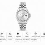 Ferro Women's Classic Silver Stainless Steel Analog Watch with Date Display MS Department Store Oman
