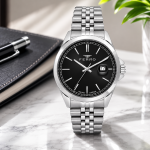 Ferro Women's Classic Stainless Steel Analog Watch with Black Dial & Date Display MS Department Store Oman
