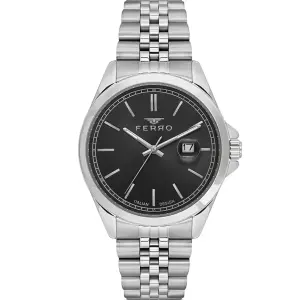 Ferro Women's Classic Stainless Steel Analog Watch with Black Dial & Date Display MS Department Store Oman