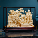 Intricate Miniature Oriental Pagoda And Junk Ship Display Piece MS Department Store Oman