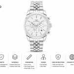 Ferro Men's Silver Stainless Steel Multifunction Analog Watch with White Textured Dial & Date Display MS Department Store Oman