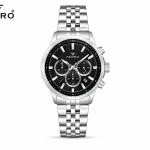 Ferro Men’s Silver Stainless Steel Chronograph Watch with Black Dial MS Department Store Oman