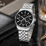 Ferro Men’s Silver Stainless Steel Chronograph Watch with Black Dial MS Department Store Oman